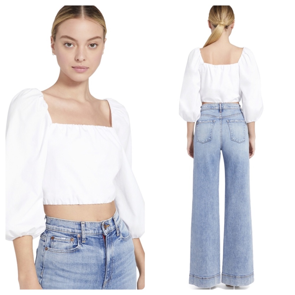 ALICE + OLIVIA ALTA PEASANT CROP TOP